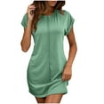 thumbnail image 2 of Prix Réduit, Robe Décontractée Unie à Col Rond et Manches Courtes pour Femmes, Robe Confortable et Décontractée à Col Rond et Manches Courtes, Parfaite pour les Journées d'Été Décontractées, 2 of 9