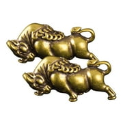 Calf Brass Gift Vintage The Chinese Zodiac Bull Copper Decor Home Adornment 2 Pcs