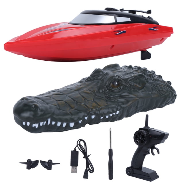 Lancha eléctrica roja para niños, juguete de barco de carreras a control remoto, impermeable, 2,4 GHz