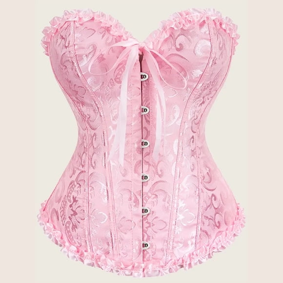 Corset Shapewear, Lace off Shoulder Bustier Boned Overbust Bodyshaper Lingerie Top, Red1 XS-XXL,