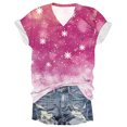 thumbnail image 1 of Blusas de Manga Corta para las Mujeres Causal Cuello en V Camiseta Sólida, Blusas de Verano de las Mujeres para el Hogar Y Diario, 1 of 3