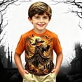 thumbnail image 3 of Gyexs Little Boy Halloween T-Shirt Crewneck Stretchy Halloween Cartoon Shirt Happy Halloween Print Shirt Orange 2-3 Years, 3 of 4