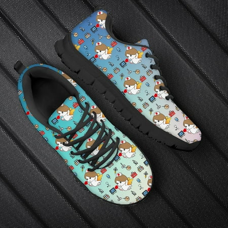 

Cartoon Sketch Physio Print Flats Casual Shoes Mesh Women Lace-up Summer Ladies Sneakers Running Jogging Shoes For Teen Girls