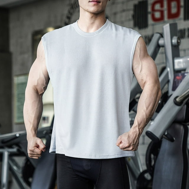 pstuiky Camisetas sin mangas para hombre, Camiseta deportiva sin mangas para hombre con cuello redondo, tiras roscadas y muy elástica Tops elegantes para mujer xxxl
