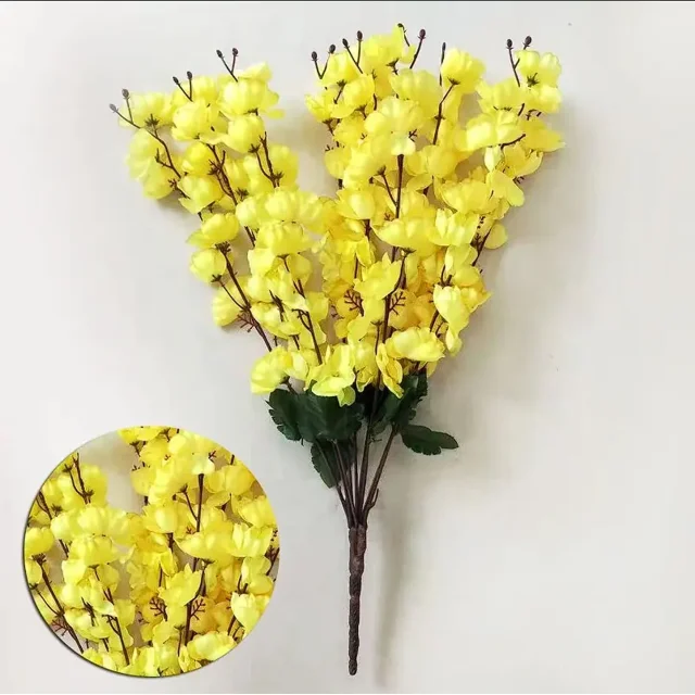 4 paquetes de cerezos en flor artificiales, 36 ramas cada uno, realistas y listos para decorar,Amarillo