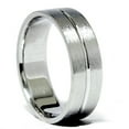 thumbnail image 1 of Platinum 6mm Flat Brushed Wedding Band Men's Ring, 1 of 2