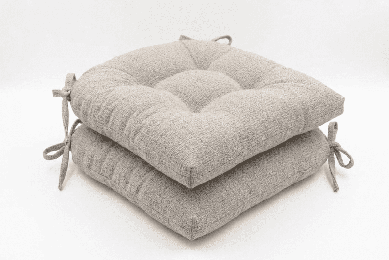 Klear Vu CloudFill Chair Cushions with Ties for Kitchen, Dining Chairs, Set of 2, Moondance Ivory
