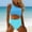 Blue, variant on Womens Swimsuit One Piece Shoulder Keyhole Full Coverage Monkini Bathing Suit For Women Summer Beach Swimwear S Green