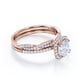thumbnail image 3 of Juego de Anillos de Boda con Halo de Moissanita de Talla Cojín de 1,5 Quilates y Diseño Infinito con Pavé, Chapado en Oro Rosa de 18 K sobre Plata, 3 of 6