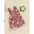 thumbnail image 3 of Nygoyerh Toddler Baby Girls Summer Overall Shorts Flower Print Sleeveless Rolled Hem Suspender Jumpsuit 6M-4T Kids Cute Shortall Playsuit with Pockets for Casual Daily, 3 of 9