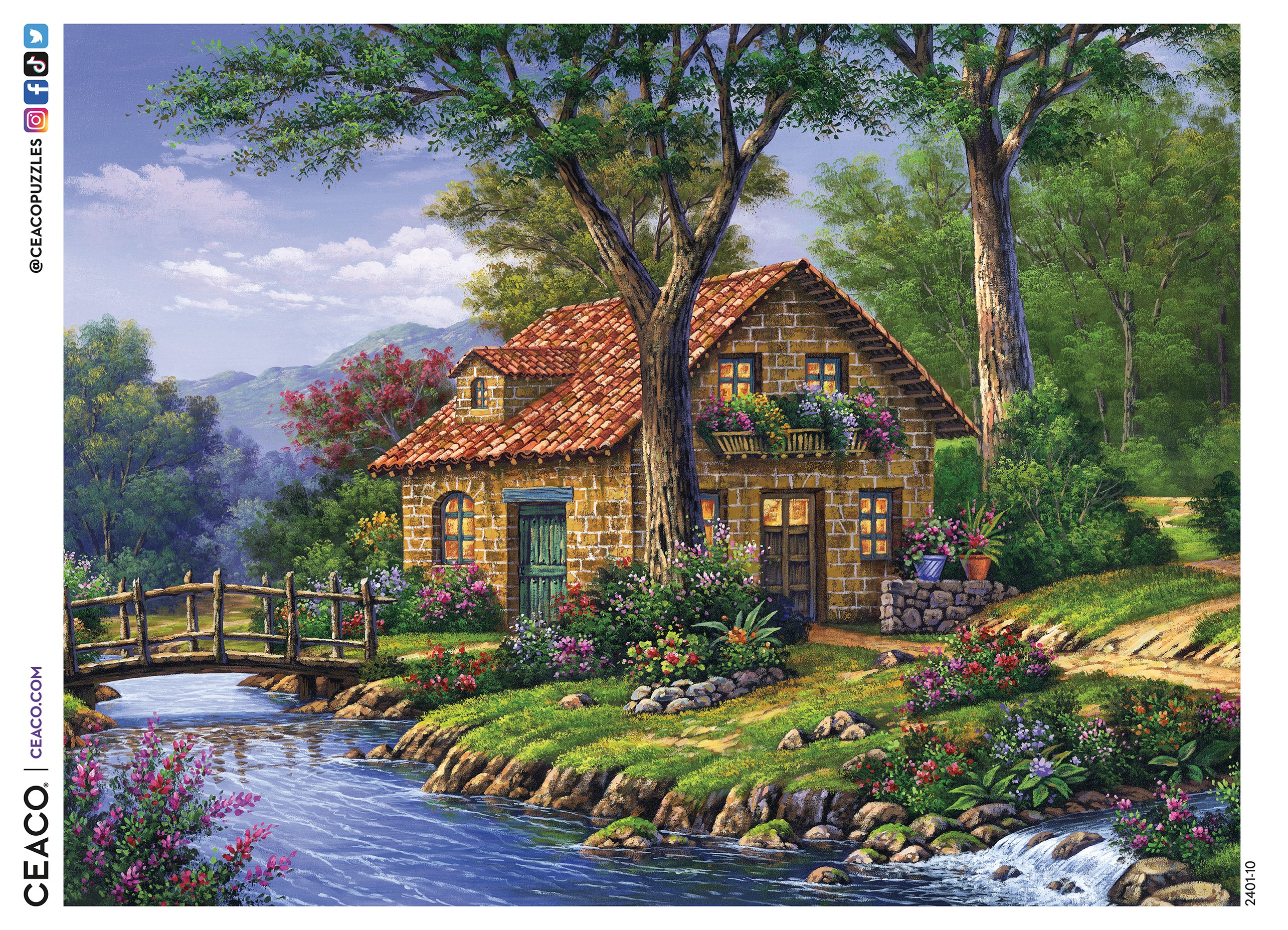 Ceaco - Arturo Zarraga - Cottage by the River - 500pc Piece Interlocking Jigsaw Puzzle
