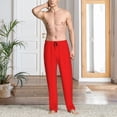 thumbnail image 5 of Uemuo Red Pattern Men's Wide Leg Palazzo Lounge Pants with Pockets Light Weight Loose Comfy Casual Pajama Pants-Small, 5 of 9