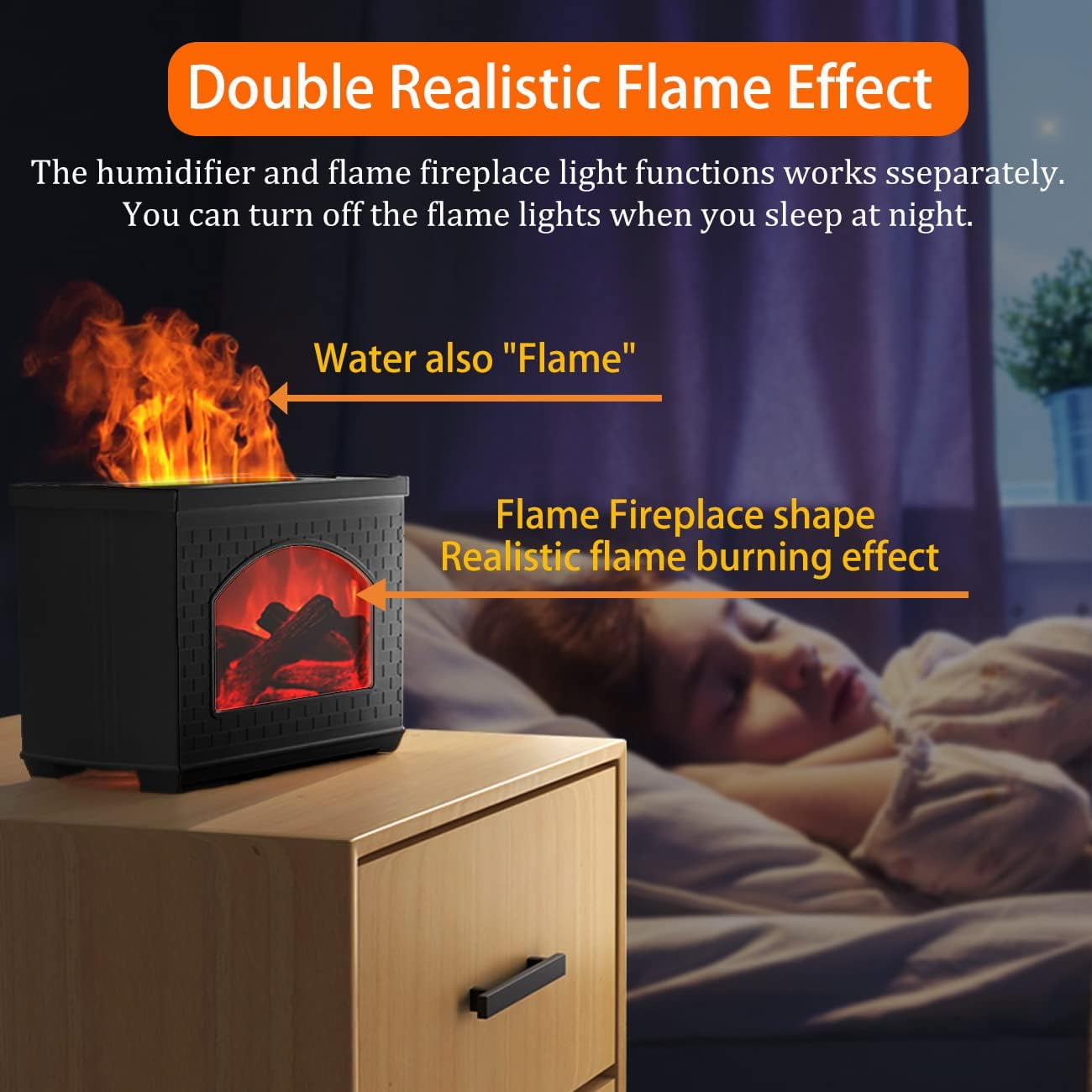 RAPOBRIX 270ml Flame Oil Diffuser Cool Mist Humidifier - Fireplace Effect for Outdoor/Bedroom/Living Room