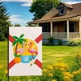 thumbnail image 2 of Florida Garden Flag Outdoor with Flamingos Palm Tree Orange Blossom Sunset Tropical Beach Scene House Banner Welcome Summer Spring Yard Porch Patio Seasonal Decoration Miami Vibes 12x18 Inch, 2 of 8
