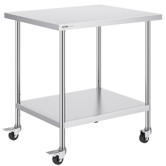 STAWAY Stainless Steel Work Table - Heavy Duty Food Prep Table with Wheels, Adjustable Height, NSF Certified for Kitchen Use, Easy to Clean, 30 x 36 x 38 Inch