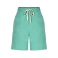 thumbnail image 4 of Bloomae Women's Bermuda Shorts Long Cotton Loose Beach Vacation Short Pants with Pockets Knee Length for Yoga Casual Walking Exercise Shorts Green S, 4 of 6