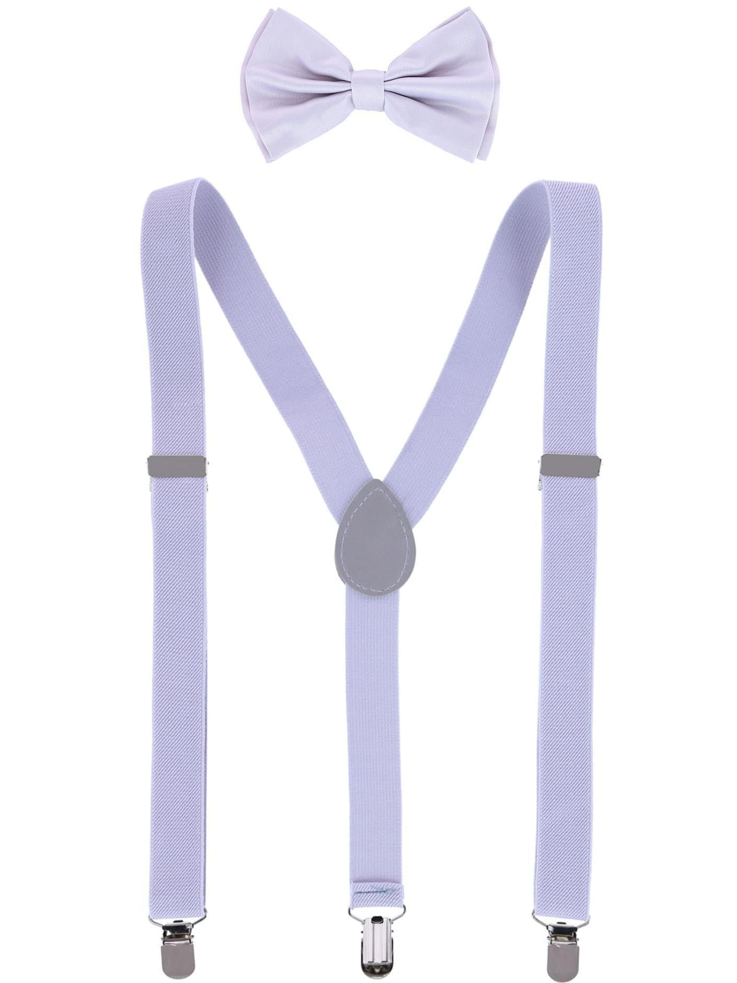 CTM Solid Fashion Color Bow Tie and Suspender Set (Men) 