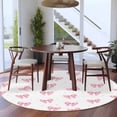 thumbnail image 3 of Round Area Rugs Collection 5 Ft, Valentine's Day Non-Slip Residential Carpet, Pink Bows Shining Stars Simple Art Indoor Crawling Mats Runner Rugs for Living Room/Dining Room/Bedroom, 3 of 7