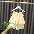 thumbnail image 2 of Mercatoo Toddler Girls Dress Summer Yellow Striped Suspenders + White Shorts Girls 2Pcs Dress 2 to 10 Year, 2 of 8