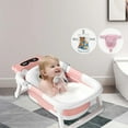 thumbnail image 2 of stusgo Collapsible Baby Bathtub, Plastic Baby Bath Tub with Soft Cushion & Thermometer（Pink）, 2 of 6
