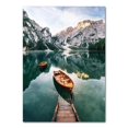 thumbnail image 1 of Paisaje de bosque de nieve nórdica, cartel de ciervos, Animal, lago, barco, hojas de Navidad, montaña, nieve, impresiones, pintura, decoración de imagen natural, 1 of 4