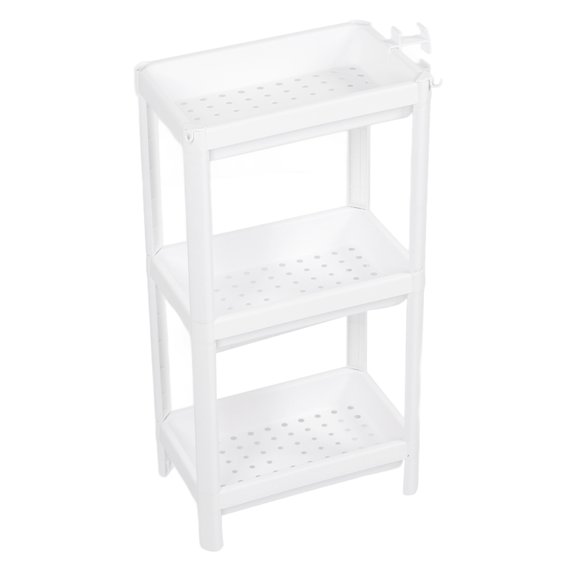Estante de almacenamiento para baño, estante de torre de baño, estante de baño independiente de plástico, estantería multifuncional, materiales ecológicos