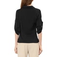 thumbnail image 3 of INSPIRE CHIC Women's V Neck 3/4 Rolled Sleeves Solid Elegant Work Office Blouse Black XS, 3 of 6