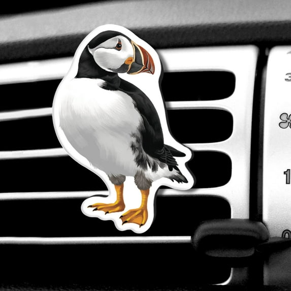 WIRESTER Car Air Freshener Fragrance Vent Clip Interior Decoration for Cars with Lemon Scented Pad - Atlantic Puffin Bird (S1)
