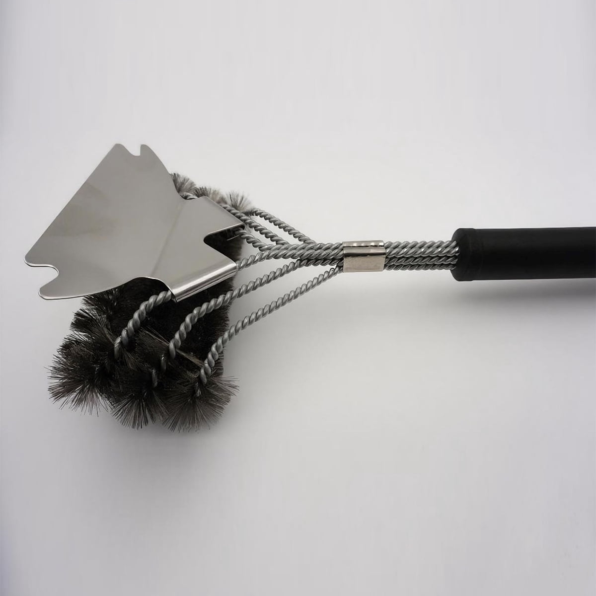 Long Handle BBQ Grill Cleaning Brush, Stainless Steel Wire Brush with Scraper Blade for Grill Grate, Barbecue Net, Oven Rack – Heavy Duty Outdoor Tool