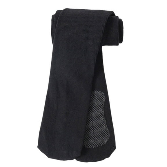 fnnxnal Black Cotton Tights for Juniors Girls - Size 4-6T, Full-Length Soft Breathable Knit Tights with Ribbed Texture, 1PC for School/Everyday/Party Wear