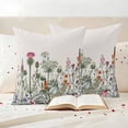 thumbnail image 3 of Spring Floral Outdoor Waterproof Pillow Covers, Country Botanical Watercolor Botanical Decorative Square Throw Pillowcase Sofa Cushion Sham for Patio/Couch/Chair, 24"x24" 2 Pack, 3 of 8