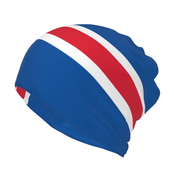 Women Flag Of Iceland Slouchy Beanie Hat Stretch Turban Hats Headwear Caps Baggy Skull Sleep Scarf