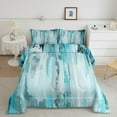 thumbnail image 2 of Manfei Oil Painting Ombre King Size Comforter Sets, Aesthetic Cyan Blue Bedding Comforter Set, Watercolor Art Bedding Set, Microfiber Bedroom Decor, Reversible 3pcs, 2 of 8