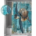 thumbnail image 3 of Blue Green Coastal Shower Curtains for Bathroom Waterproof Fabric Bath Curtains Decor Bath Tub Curtain Sea Turtle Ocean Retro Decorative Shower Curtain Sets with 12 Hooks, 72x72 Inch, 3 of 6