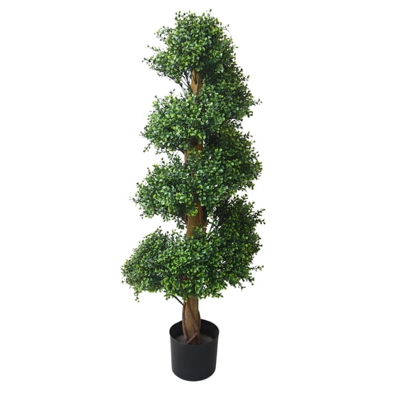 Pure Garden 48-Inch Artificial Spiral Tree – Potted Boxwood Fake Plant