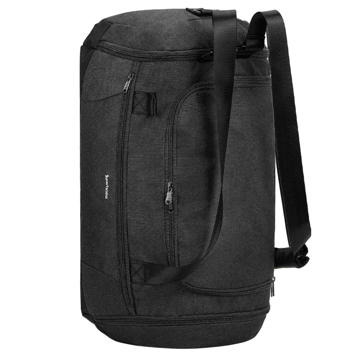 Gym Bags Set 2Pcs Men's Travel Duffel Bag with Toiletry Pouch Waterproof with Backpack Straps Shoe Compartment Wet Pocket for Women, Black
