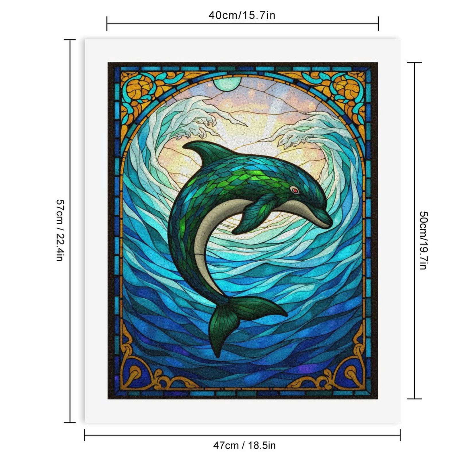 Paint By Numbers Kit for Adults Beginner - DIY Dolphin Waves Stained Glass Art Canvas Painting Kits for Adults, Frameless Paint By Number for Adults for Home Wall Decor 16x20 Inch