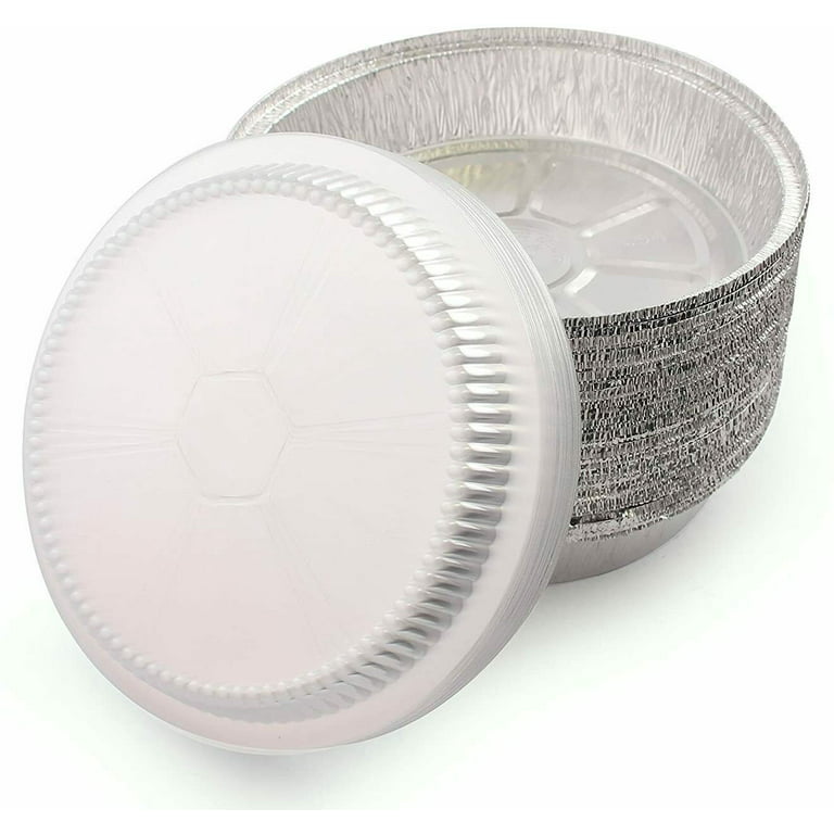 7 Round Aluminum Foil Pans W/ Plastic Dome Lids - Take Out Food Containers  BULK