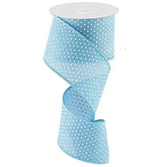 Turquoise Blue White Raised Swiss Polka Dots Wired Ribbon (2.5 Inches x 10 Yards)