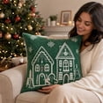 thumbnail image 4 of Talqzovs Christmas Decorative Throw Pillows , 18x18 Gingerbread House Embroidered Cushions for Sofa Couch Bed Living Room Indoor Xmas Home Decor, 4 of 7