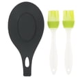 thumbnail image 1 of MasteelfCA 1pc Kitchen Tools Silicone Heat Resistant Spoon Rest Stand Holder Fork Mat + 2pcs Pastry Brush Silicone Basting Brush BBQ Brush for Grill Cooking Baking Barbecue (Random Color), 1 of 7