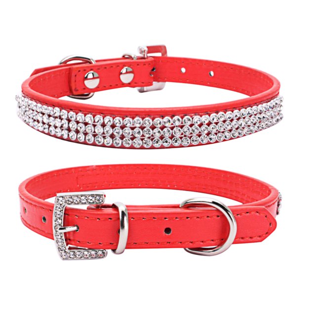 Collar para mascotas con brillantes diamantes de imitación, collar plano de malla con diamantes, cadena de PU para perros, suministros para mascotas con forma de baya