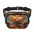thumbnail image 1 of Disketp Strong Kitten Lifting Weights Riñonera de Doble Capa, Bolsa de Cintura Ajustable para Viajes, Correr y Senderismo, Riñonera Ligera para Hombre y Mujer, 1 of 9