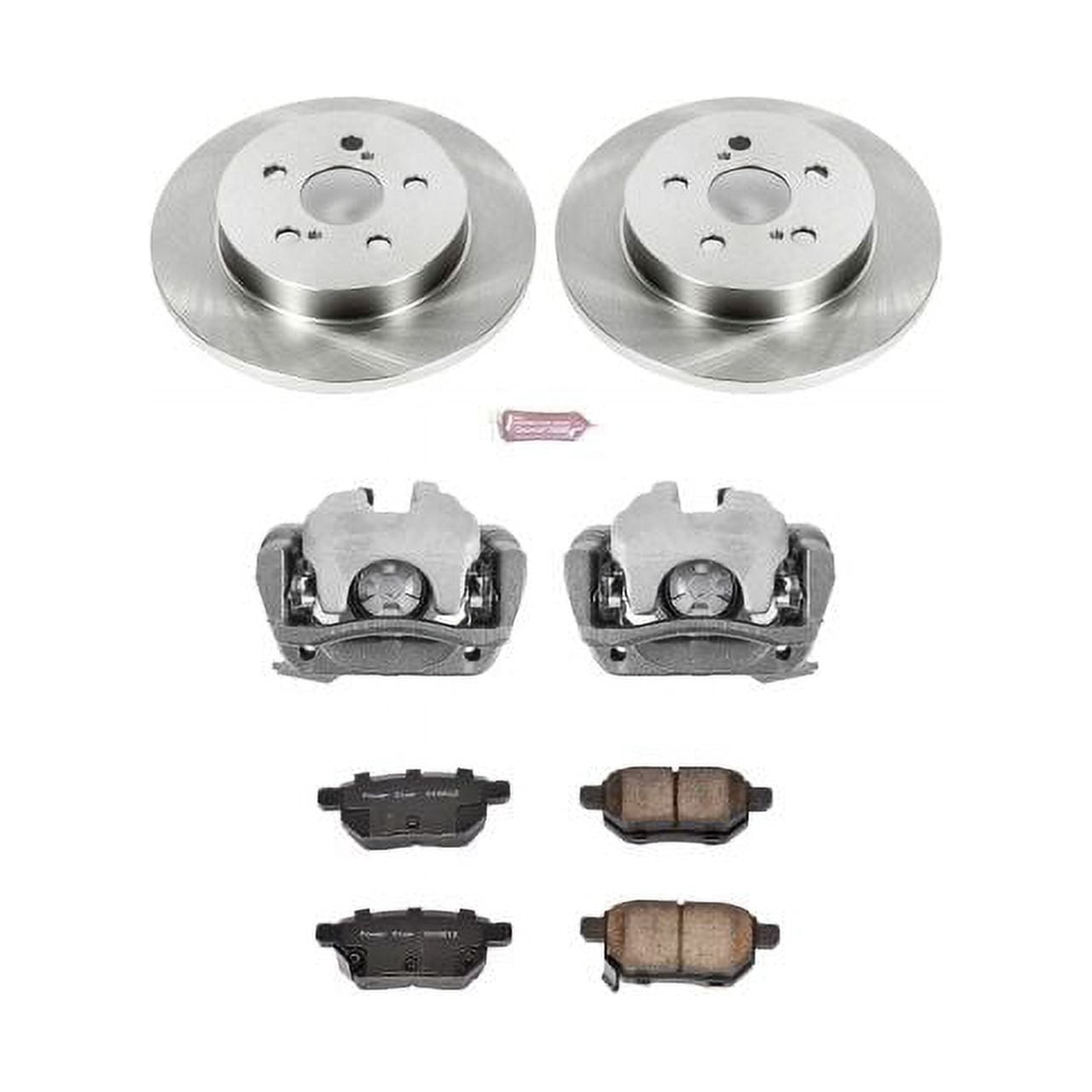 PowerStop Rear Stock Replacement Brake Pad and Rotor Kit with Calipers Fits: PONTIAC TOYOTA Select Models KCOE4736