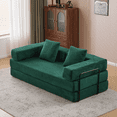 thumbnail image 2 of Living Room Sofas Floor Couch,Compression Sofa,Convertible Floor Sofa Bed-with Pillow Back Support Armrest,Comfy Futon Couch Lounge Sleeper Bed,Corduroy Fabric,for Living Room Bedroom (dark green),Co, 2 of 12