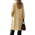 thumbnail image 6 of Dzrciro Plaid Long Coat for Women, Long Sleeve Lapel Open Front Button Checkered Trench Coat, Elegant Fashion Fall Outerwear S-2XL, 6 of 7