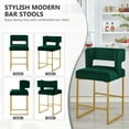 thumbnail image 4 of Lecut 26" H Counter Height Bar Stools Set of 4, Modern Velvet Bar Stools with Square Open Backrest and Gold Metal Frame, Kitchen Counter Stools for Island, Home Bar, Pub,Green+Gold, 4 of 9