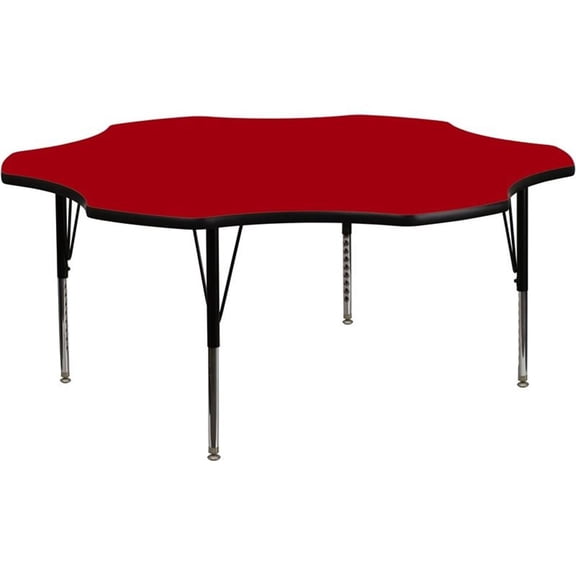 Pemberly Row 26" x 60" Flower Thermal Fused Top Activity Table in Red