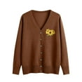 thumbnail image 2 of ClodeEU Womens Sweaters ,Floral Pattern Single Breasted Knit Cardigan Sweater, Fall Casual Lightweight Cardigans Brown,Womens Plus M, 2 of 5