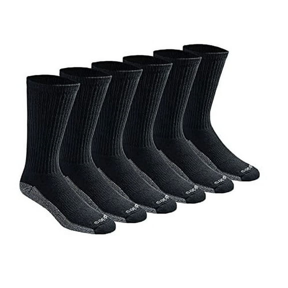 Dickies Men's Dri-tech Moisture Control Crew Socks Multipack Shoe Size: 6-12 Black (6 Pair)